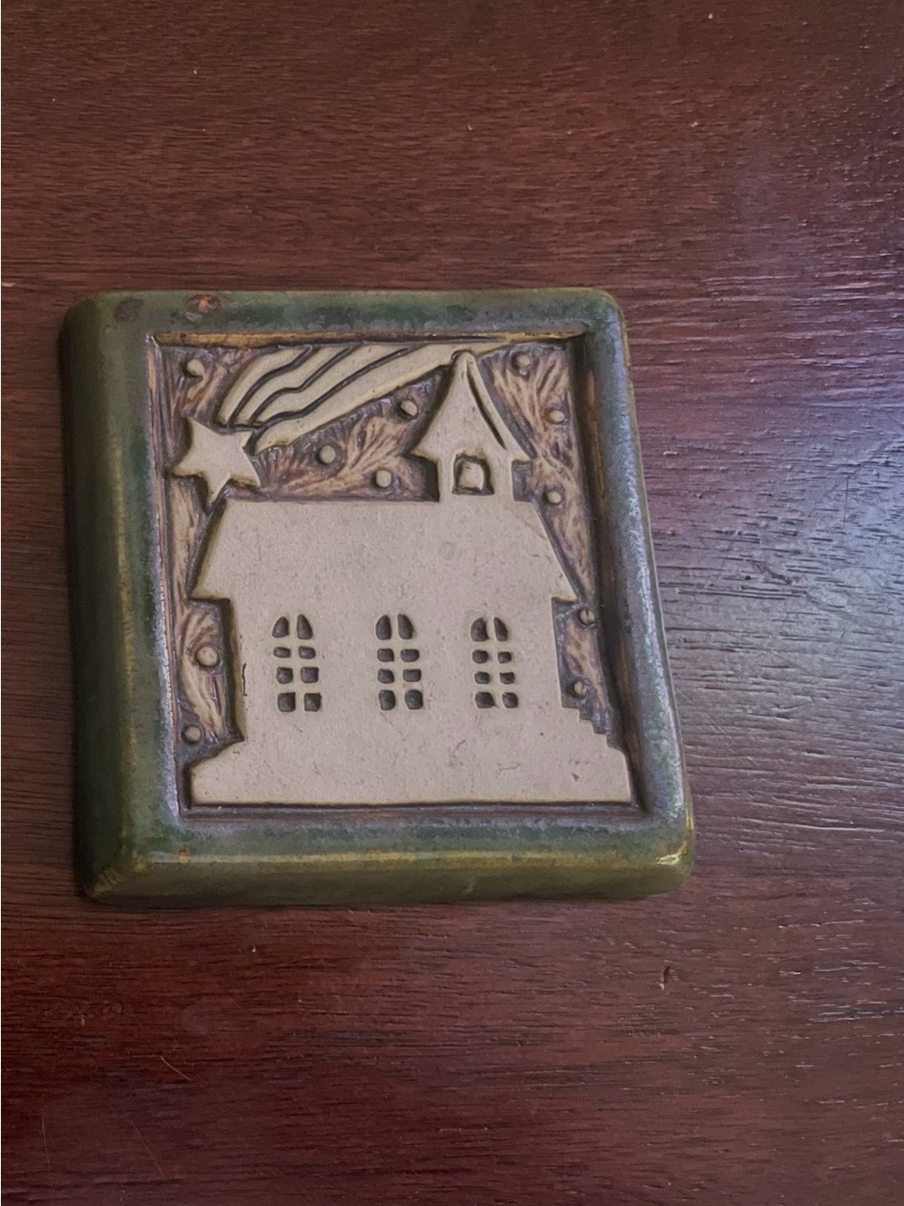 Carruth Studios 1997 Vintage Church Shooting Star Glazed Ceramic Plaque